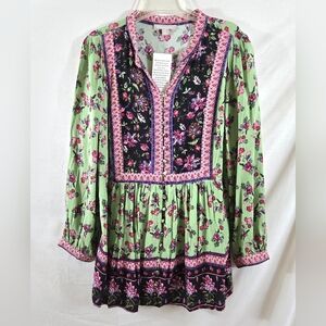 NWT Woman Within Button Front Boho Top Size Large 18/20